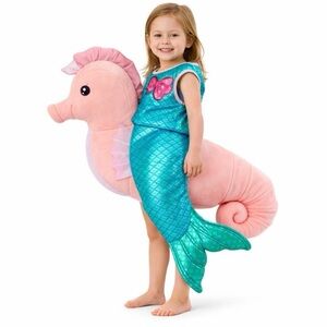 Mermaid Riding Seahorse Plush 3D Ride-Along Costume Pretend Play Size 4T NWOT